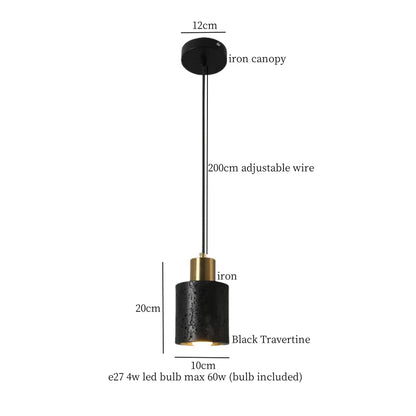 DecorBites™ Black Travertine LED Pendant Lamps: Nordic Modern Home Decoration Interior Hanging Light
