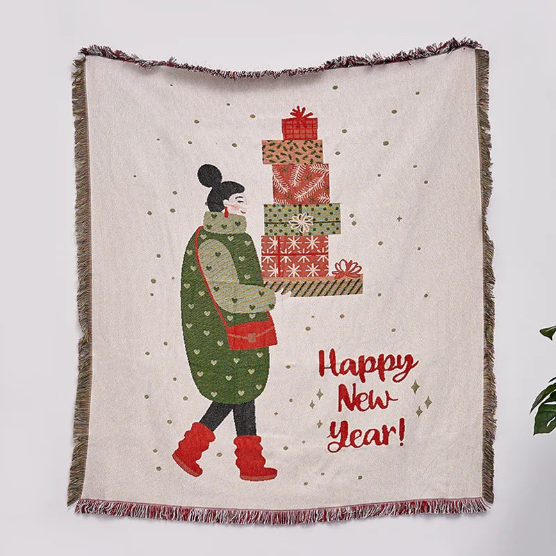 DecorBites™ Christmas Tree Knitted Throw Blanket