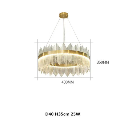 DecorBites™ Gold Crystal Chandelier Dimmable Luxury Pendant Lights for Bedroom & Living Room