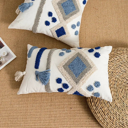 DecorBites™ Boho Loop Tufted Tassel Pillow Cover - Ethnic Embroidered Decorative Cushion