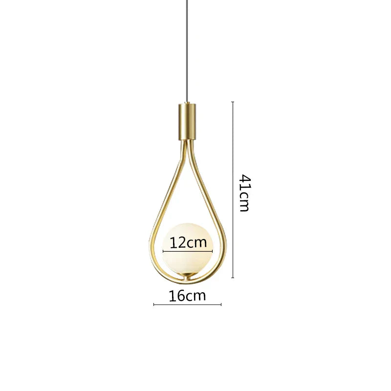 DecorBites™ Black Metal Ring Pendant Lights Glass Ball LED Lighting Fixture