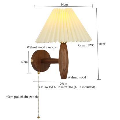 DecorBites™ Cream PVC LED Wall Lamps Japanese Walnut Wood Applique Murale