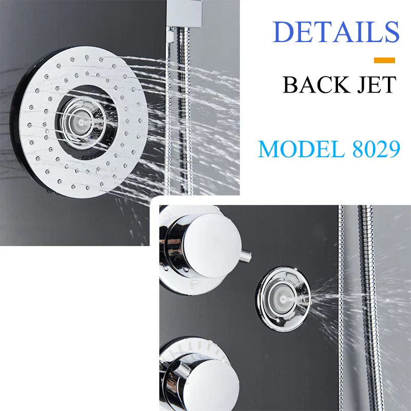 DecorBites™ LED Shower Panel Tower Rain/Waterfall Massage Spa Jets Bathroom Column