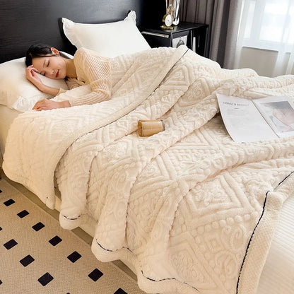 DecorBites™ Coral Fleece Warm Blanket: Cozy Thicken Winter Bed Blanket