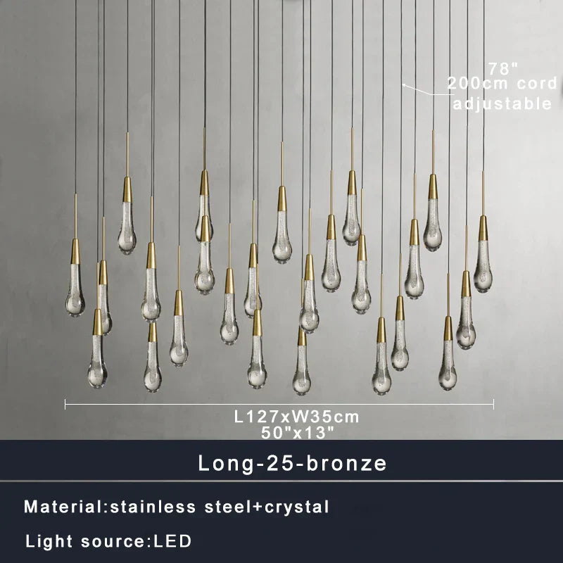 DecorBites™ Crystal Water-drop Ceiling Chandelier, Elegant Dining Room Décor.