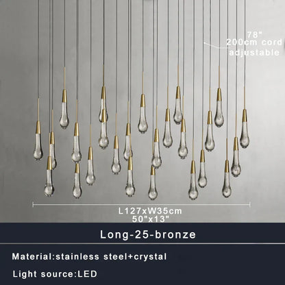DecorBites™ Crystal Water-drop Ceiling Chandelier, Elegant Dining Room Décor.