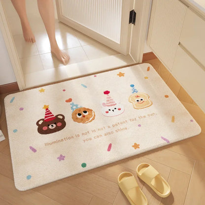 "DecorBites™ Cartoon Print Bathroom Carpet: Soft, Absorbent & Anti-Slip Entrance Mat"