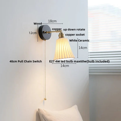 DecorBites™ LED Wall Light Fixture Modern Black Wood Copper Sconce