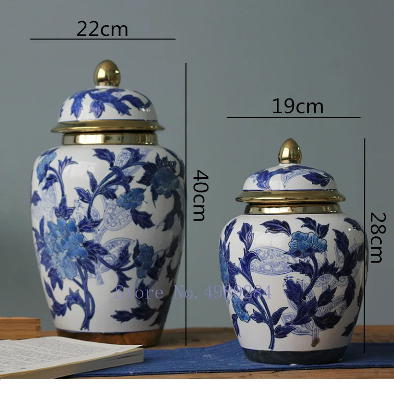 DecorBites™ Chinese Retro Storage Tank Vase with Cover for Modern Home Decoration