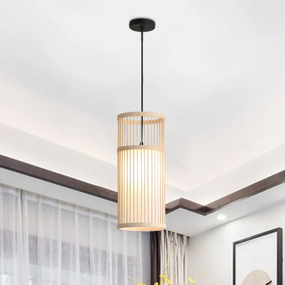 DecorBites™ Bamboo Wooden Pendant Lamp E27 - Small Bar Pendant Lights