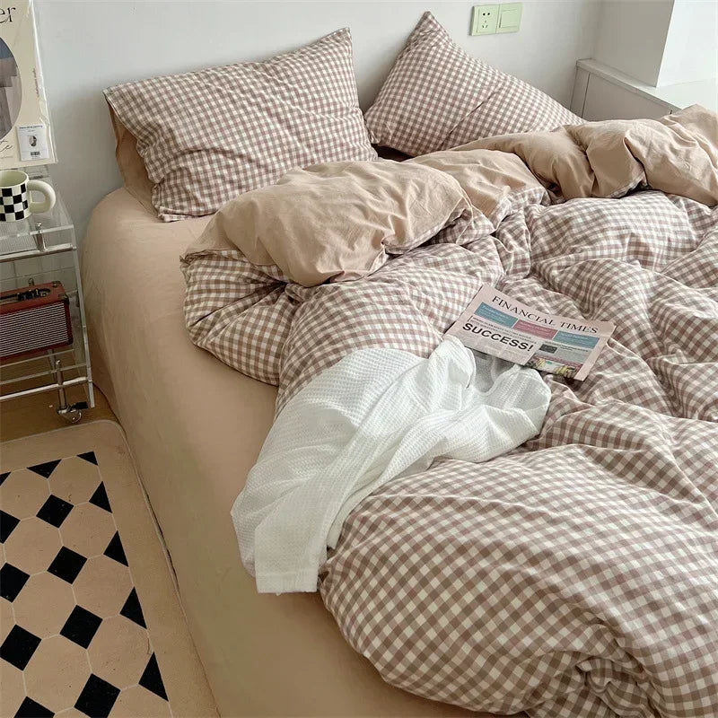 ™ Japanese Style Cotton Printed 4Pcs Bedding Set with Double-Sided Design