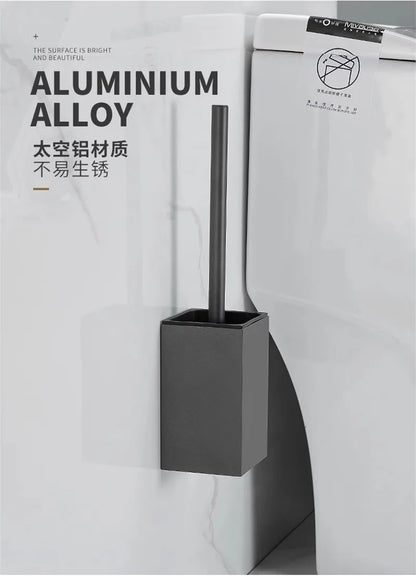 DecorBites™ Aluminum Gray/White Toilet Brush Holder Set