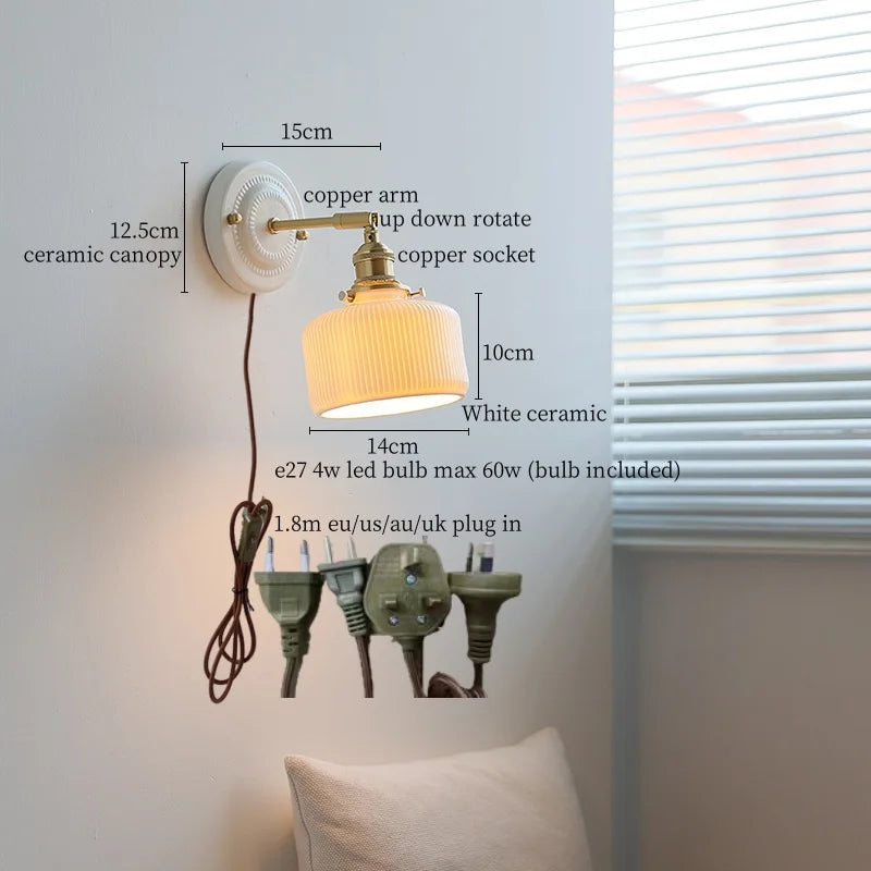 DecorBites™ Ceramic LED Wall Lamp Bedroom Kitchen Bathroom Mirror Bedside Stair Light