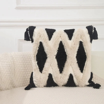 DecorBites™ Geometric Chenille Embroidered Pillow Covers Boho Moroccan Style Decor
