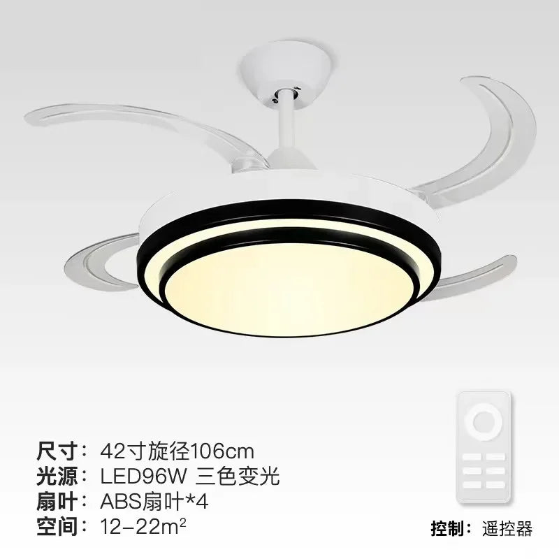 DecorBites™ 42" Retractable LED Ceiling Fan, Remote Control, Modern Design
