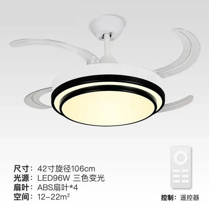 DecorBites™ 42" Retractable LED Ceiling Fan, Remote Control, Modern Design