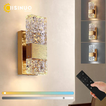 DecorBites™ Crystal LED Wall Light Remote Control Dimmable 3000K 6000K for Bedroom Hallway