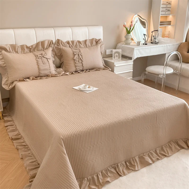 DecorBites™ Cake Layers Cotton Duvet Set: Ruffles, Bedspread, Sheet, Pillowcases