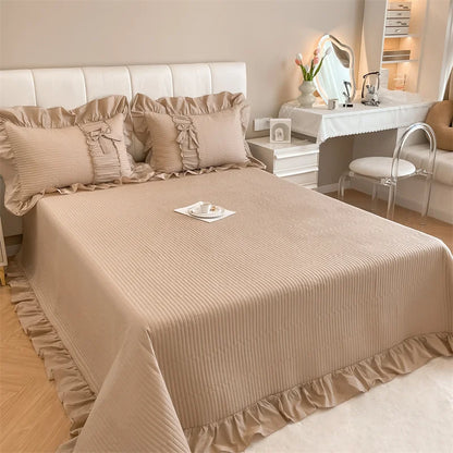 DecorBites™ Cake Layers Cotton Duvet Set: Ruffles, Bedspread, Sheet, Pillowcases