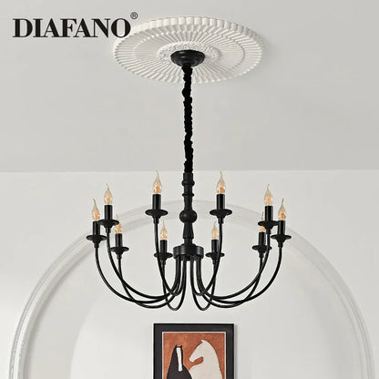 DecorBites™ Black Metal Chandelier 8 Heads Pendant Lights for Home Decor