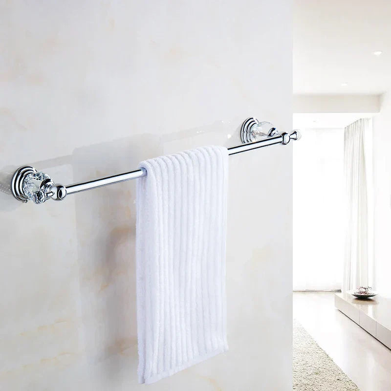DecorBites™ Crystal Chrome Towel Bar - Stainless Steel Bathroom Accessories