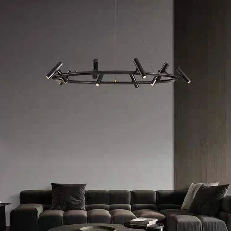 DecorBites™ Black Round Ring Ceiling Chandelier Pendant SpotLight for Living Dining Room