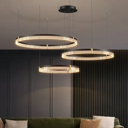 DecorBites™ Acrylic Circle Chandelier Pendant Lights - Modern Indoor Lighting Decor for Living Room