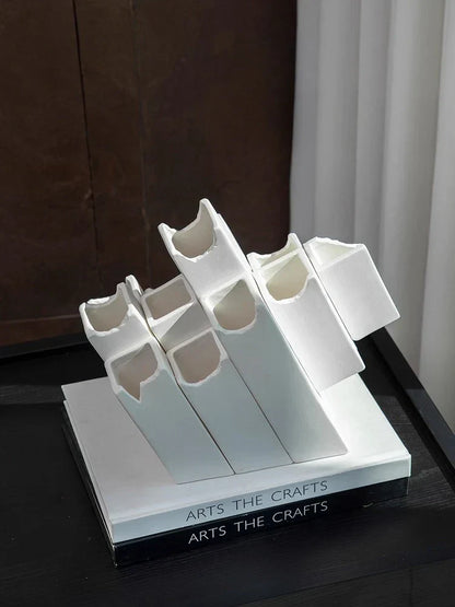DecorBites™ Geometric Ceramic Vase Block Splicing Flower Arrangement Handicrafts Home Decor
