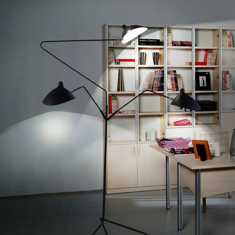 DecorBites™ LED Tripod Floor Lamp Adjustable Spider Arm Standing Light Industrial Loft Decor