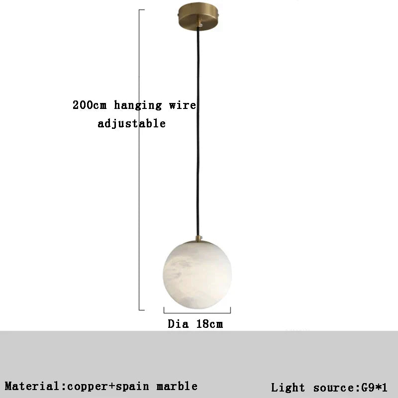 DecorBites™ Alabaster Marble Pendant Lights for Luxury Dining Room, Kitchen & Bar Décor
