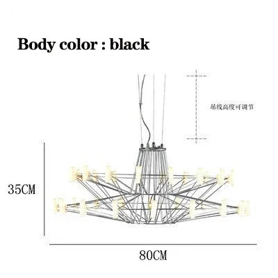 DecorBites™ Luxe Iron Wire Round LED Chandelier for Living & Dining Room