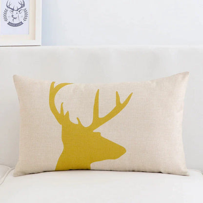 DecorBites™ Geometric Elk Design Linen Lumbar Pillow Cover 30X50cm Modern Nordic Home Decor