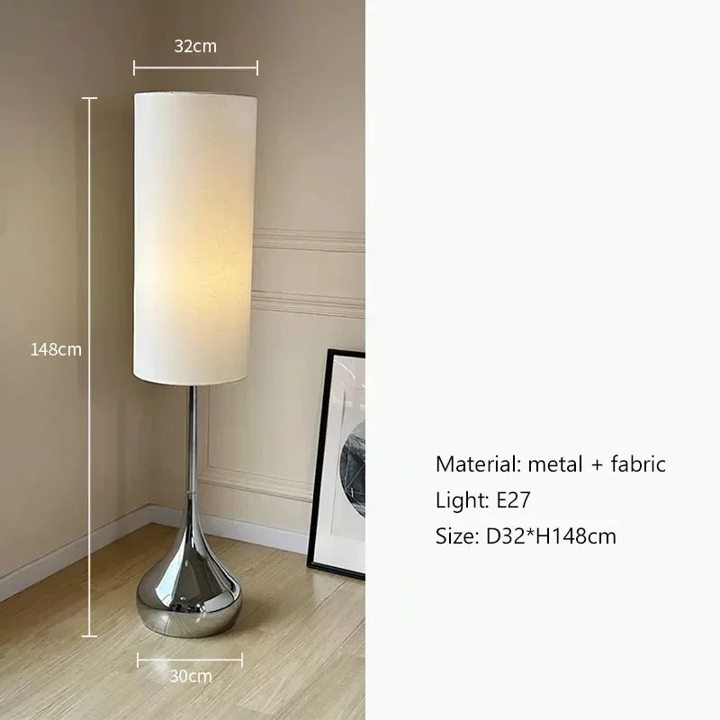 DecorBites™ Cream Fabric Shade LED Floor Lamp | Nordic Minimalist Style for Bedroom & Living Room