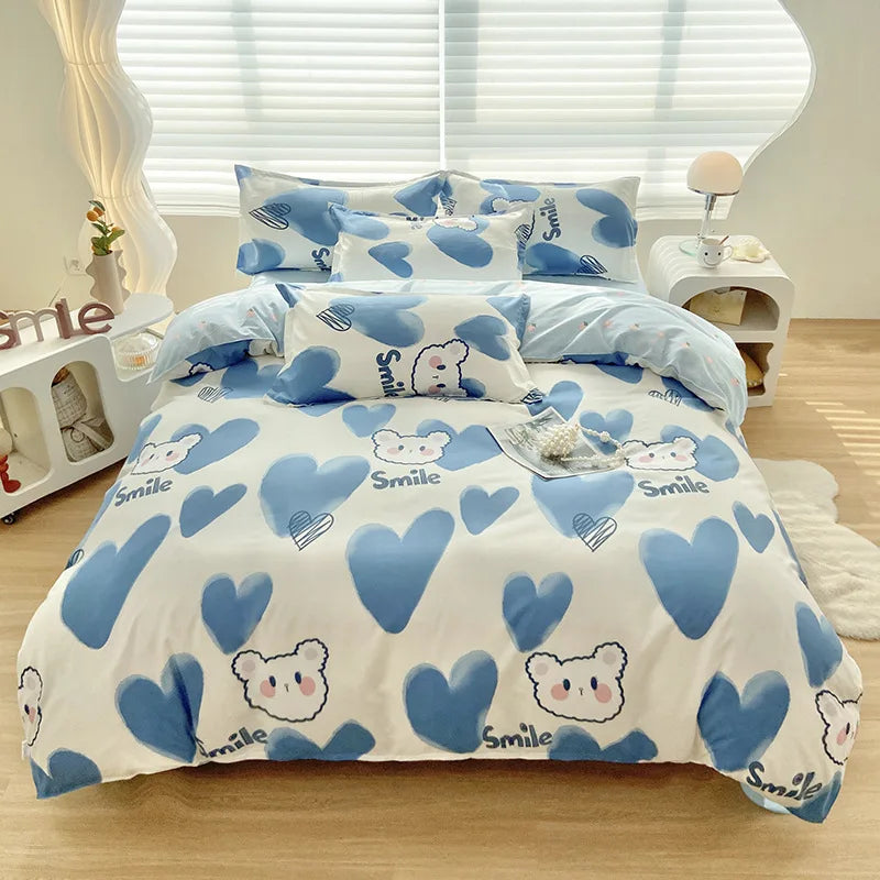 DecorBites™ Aloe Cotton Printed Bed Sets 4Pcs Soft Cozy Bedding Set for Adults