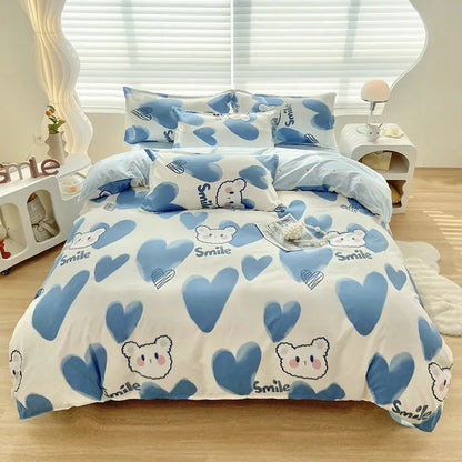 DecorBites™ Aloe Cotton Printed Bed Sets 4Pcs Soft Cozy Bedding Set for Adults