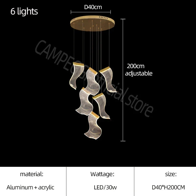 DecorBites™ Acrylic Deluxe Staircase Chandelier - Villa, Lobby, Living Room Decor Lighting