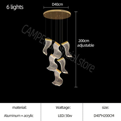 DecorBites™ Acrylic Deluxe Staircase Chandelier - Villa, Lobby, Living Room Decor Lighting