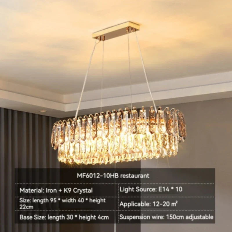 DecorBites™ Gold Crystal Chandelier: Luxury Lighting for Dining Living Bedroom Kitchen Island