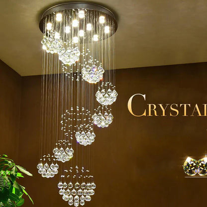 DecorBites™ Crystal Staircase Chandelier Pendant Light - Modern Luxury Large Villa Ceiling Lights