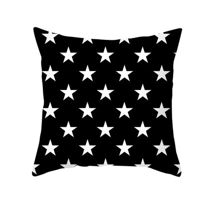 DecorBites™ Black Geometry Letters Print Cushion Cover for Home Decor & Office