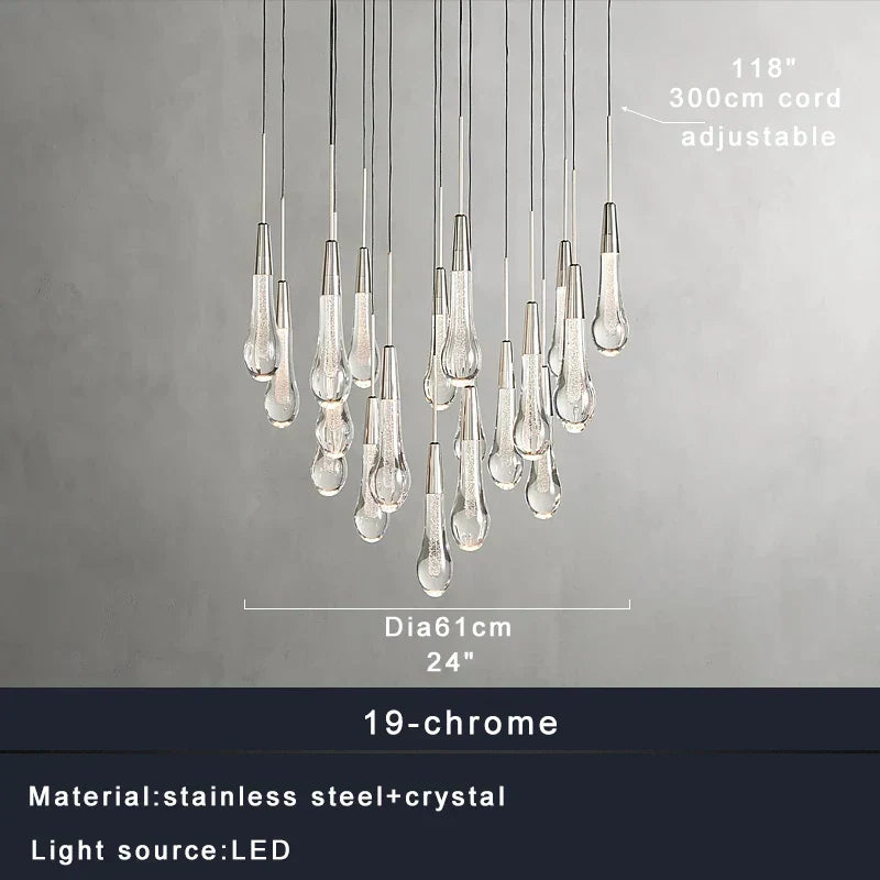 DecorBites™ Crystal Water-drop Chandelier Light Fixture - Luxury Stairwell Decor