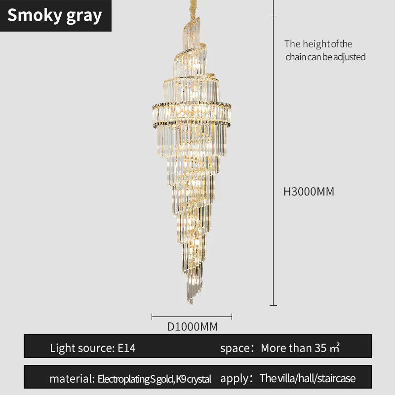 DecorBites™ Crystal Hollow Chandelier LED Light for Modern Luxury Living Room Loft