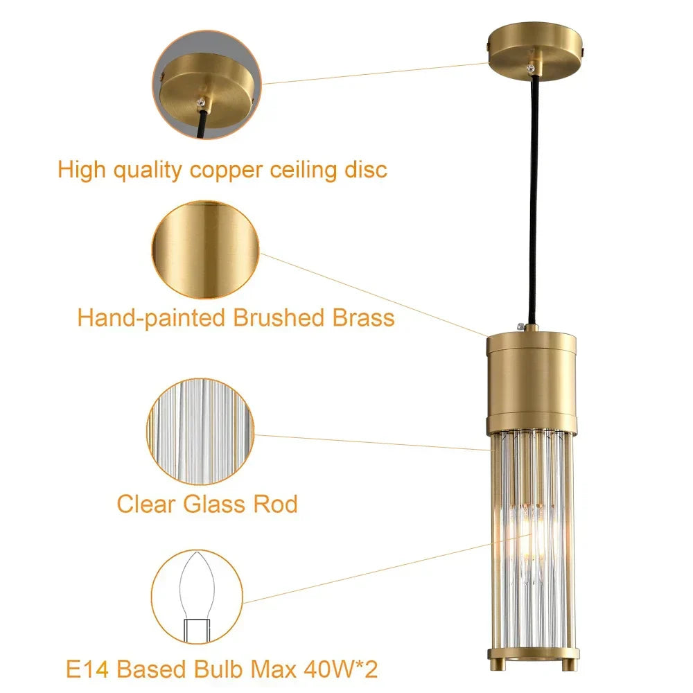 DecorBites™ Glass Shade Pendant Lights for Kitchen Island - Adjustable Ceiling Chandeliers for Dining Room