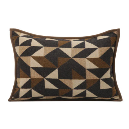DecorBites™ Geometric Brown Leather Splicing Throw Pillow Cover 45x45cm Luxe Square Cushion Case
