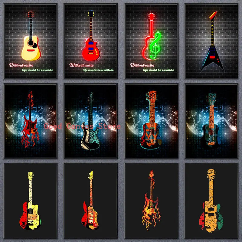 Abstract Electric Guitar Canvas Print - Music Wall Art by DecorBites™