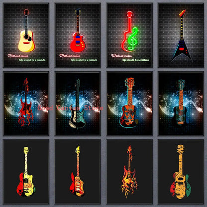 Abstract Electric Guitar Canvas Print - Music Wall Art by DecorBites™