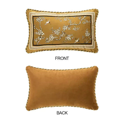 DecorBites™ Crane Birds Branches Lumbar Pillow Case 30x50cm