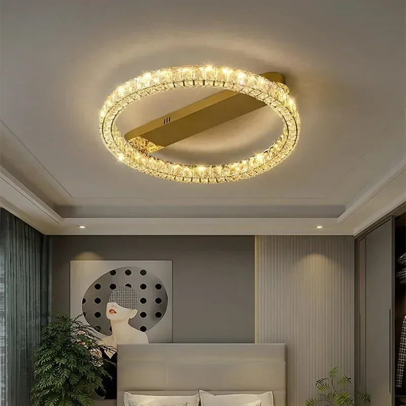 DecorBites™ Crystal Ceiling Lights: Modern Luxury Dimmable LED Chandelier for Living Room