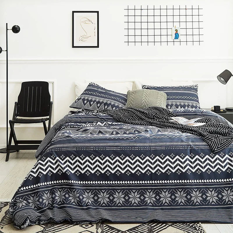 DecorBites™ Boho Chic Stripe Bedding Set with Pillowcase - Ultra-Soft Microfiber Quilt Cover