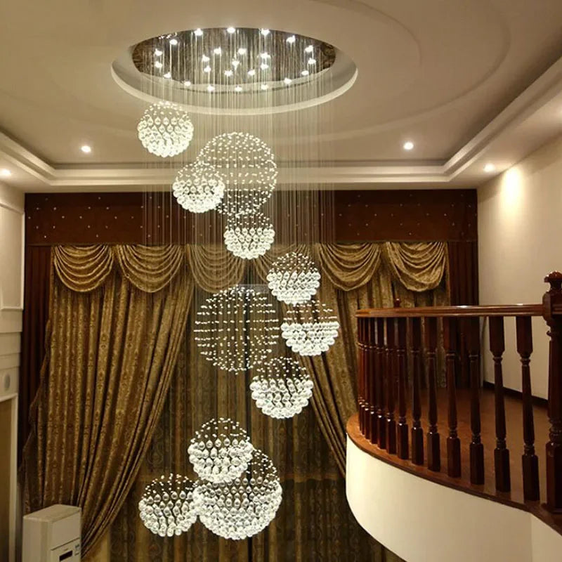 DecorBites™ Crystal Ball Chandelier - Large Modern Lustre Design - D80*H300cm